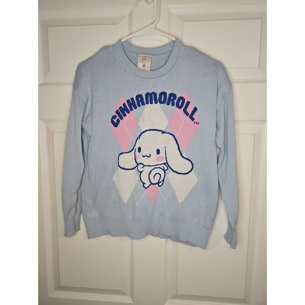 Cinnamoroll by Sanrio Women's S Small Sweater Small Blue Pink Argyle Hello Kitty